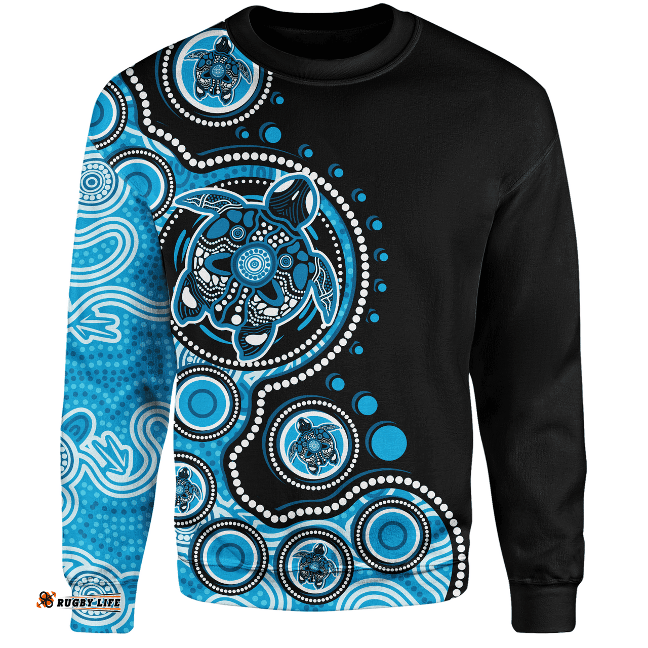 Amazing Aussie Australia Indigenous Turtle Aboriginal Dot Art Blue Sweatshirt