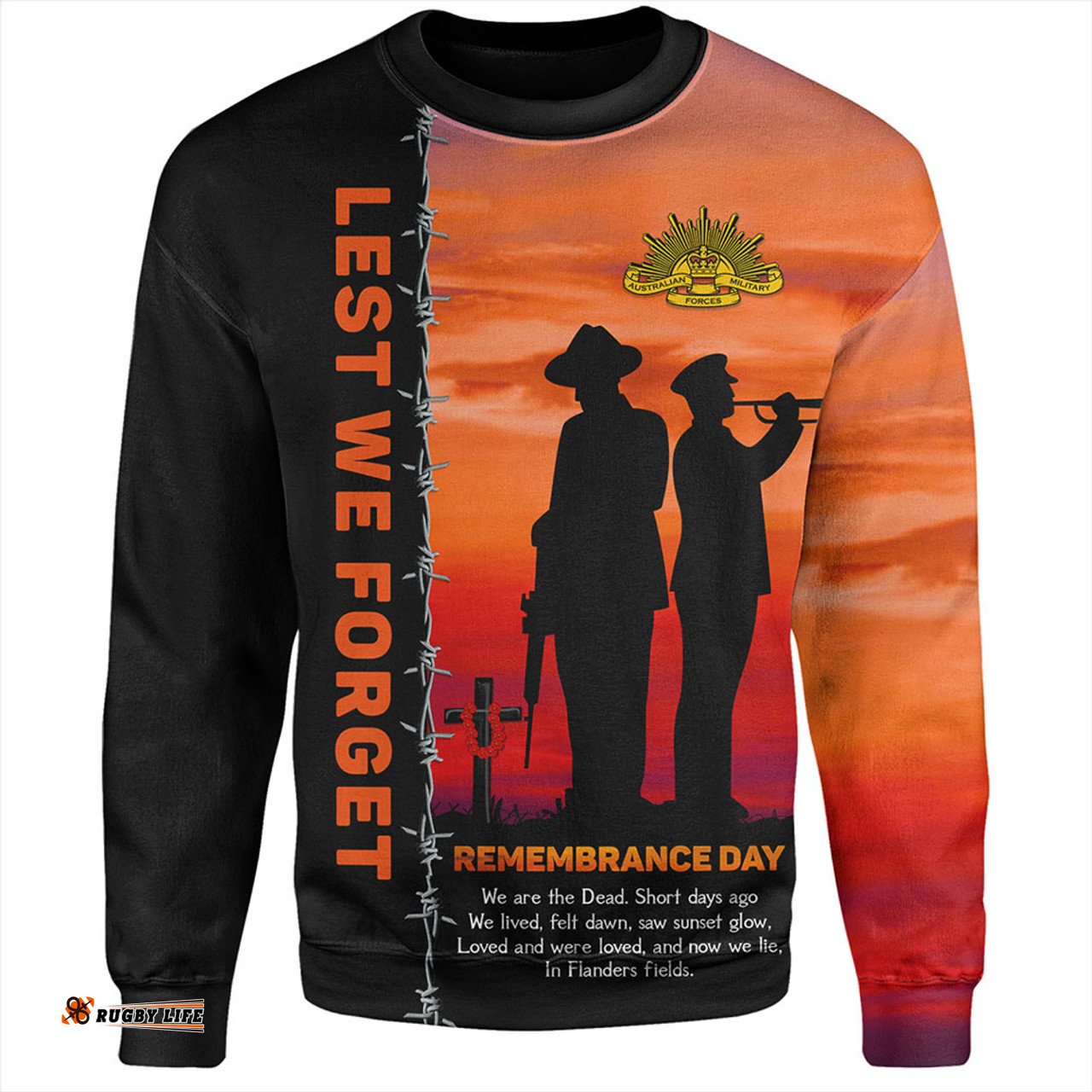 Amazing Aussie Australia Remembrance Day We Shall Not Forget We Will Remember Them Orange Sweatshirt