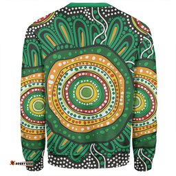 Amazing Aussie Australia Aboriginal Green Aboriginal Style Dot Painting Sweatshirt