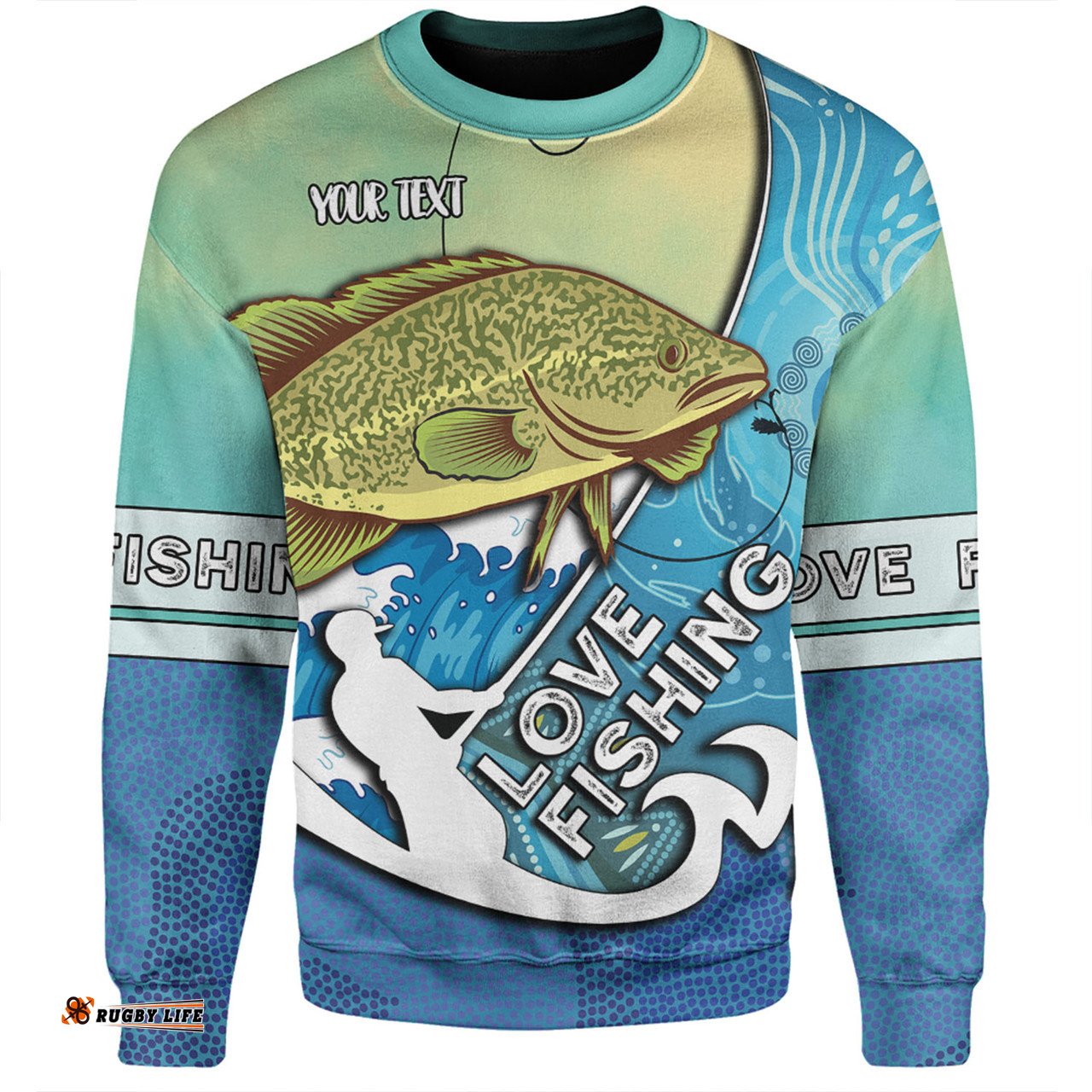 Amazing Aussie Australia Fishing Aboriginal Fishing Custom Love Fishing Murray Cod In Aboriginal Art Patterns Sweatshirt