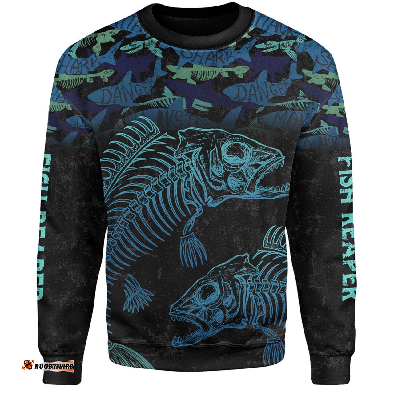 Amazing Aussie Australia Fishing Custom Fish Reaper Fish Skeleton Blue Sweatshirt