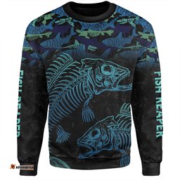 Amazing Aussie Australia Fishing Custom Fish Reaper Fish Skeleton Blue Sweatshirt