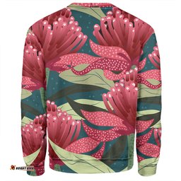 Amazing Aussie Australia Flowers Aboriginal Australian Waratah Flowers Painting In Aboriginal Style Sweatshirt
