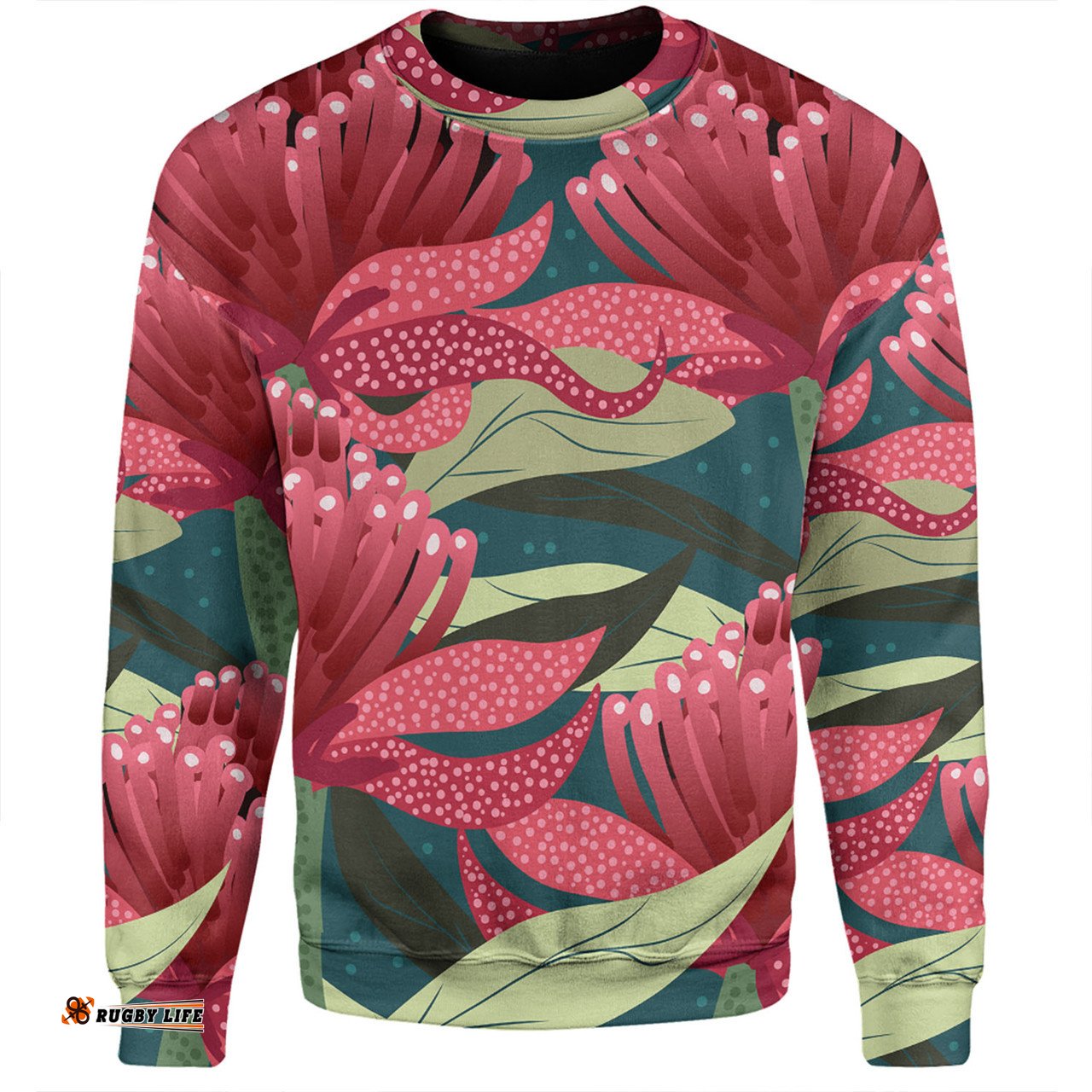 Amazing Aussie Australia Flowers Aboriginal Australian Waratah Flowers Painting In Aboriginal Style Sweatshirt