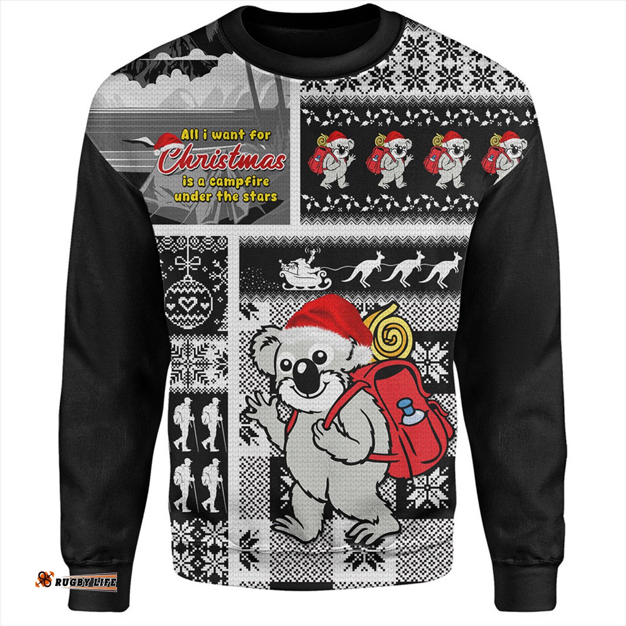 Amazing Aussie Australia Koala Wonderland Christmas Black Sweatshirt