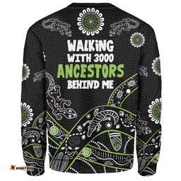 Amazing Aussie Australia Aboriginal Walking with 3000 Ancestors Behind Me Black and Green Patterns Sweatshirt