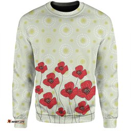 Amazing Aussie Australia Aboriginal Poppy Flowers Background In Aboriginal Dot Art Style Sweatshirt