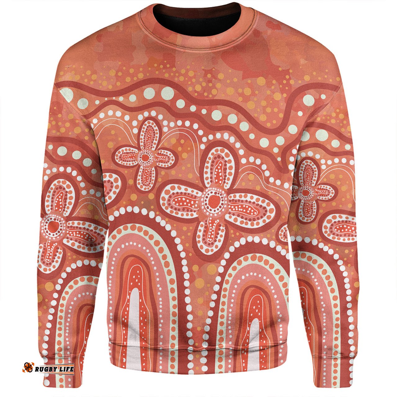 Amazing Aussie Australia Aboriginal Dot painting illustration in Aboriginal style Orange Sweatshirt