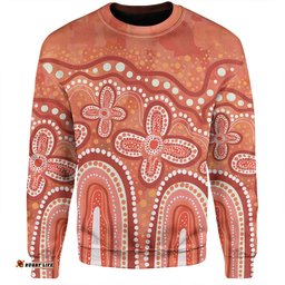 Amazing Aussie Australia Aboriginal Dot painting illustration in Aboriginal style Orange Sweatshirt