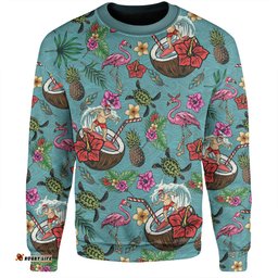 Amazing Aussie Australia Christmas Surfing Funny Santa Surfing Colorful Seamless Pattern Sweatshirt