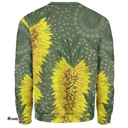 Amazing Aussie Australia Aboriginal Yellow Bottle Brush Flora In Aboriginal Painting Sweatshirt