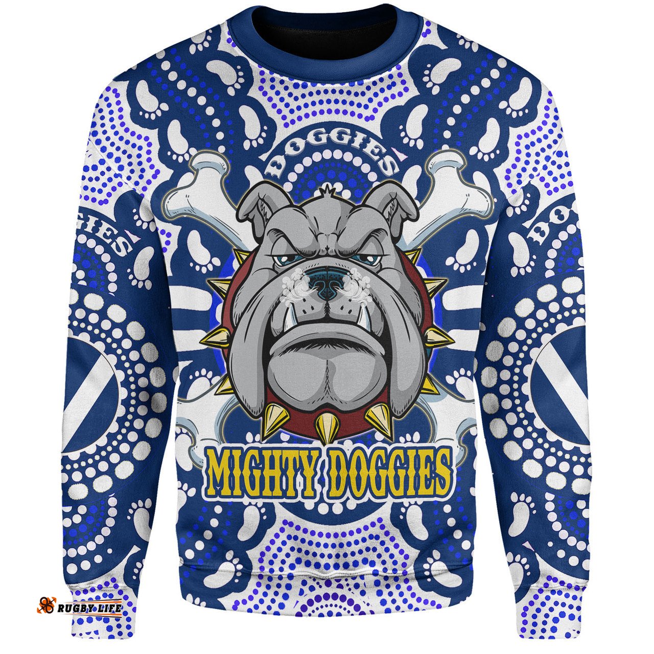 Amazing Aussie Canterbury Bankstown Bulldogs Custom Indigenous Mighty Super Berries Tribal Footprints Sweatshirt