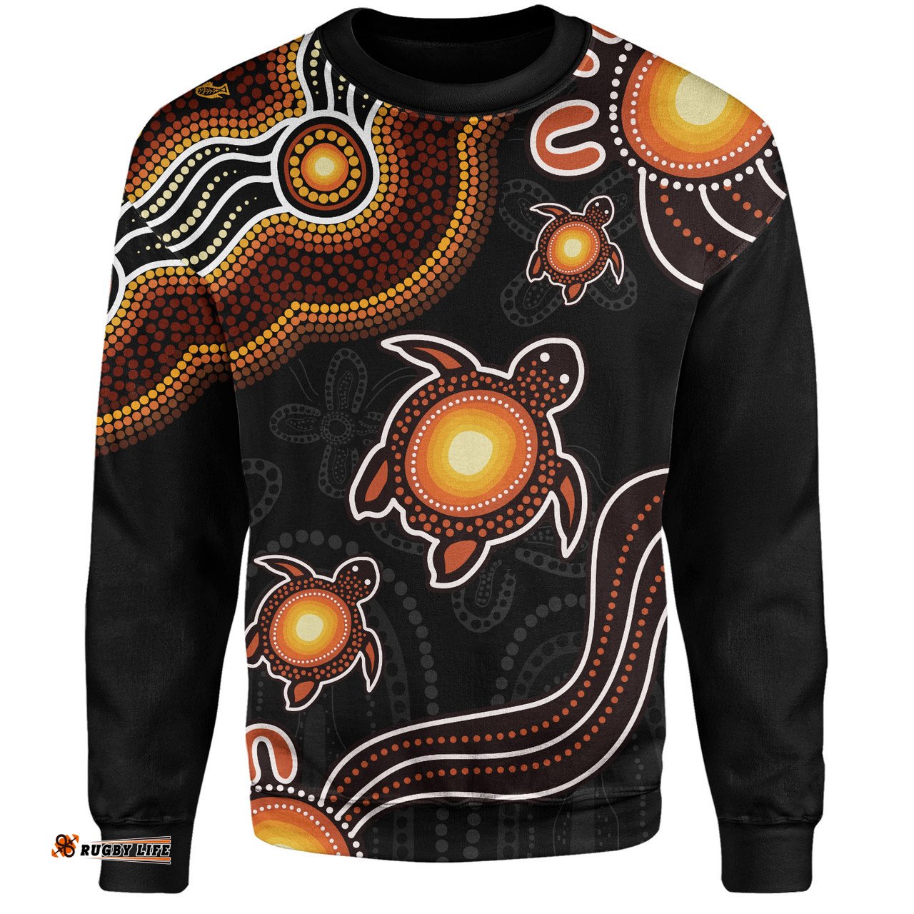 Amazing Aussie Australia Aboriginal Turtle Dreaming Journey Featuring Dot Art Orange Sweatshirt