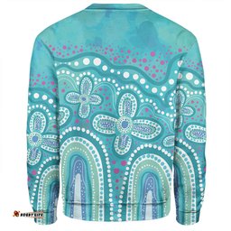 Amazing Aussie Australia Aboriginal Dot painting illustration in Aboriginal style Turquoise Sweatshirt