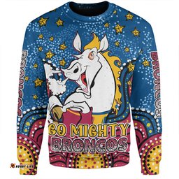 Amazing Aussie Brisbane Broncos Custom Custom With Aboriginal Inspired Style Of Dot Painting Patterns  Sweatshirt