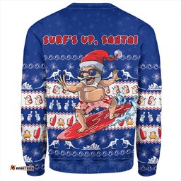 Amazing Aussie Australia Merry Christmas Mate Surf's Up Santa Blue Sweatshirt