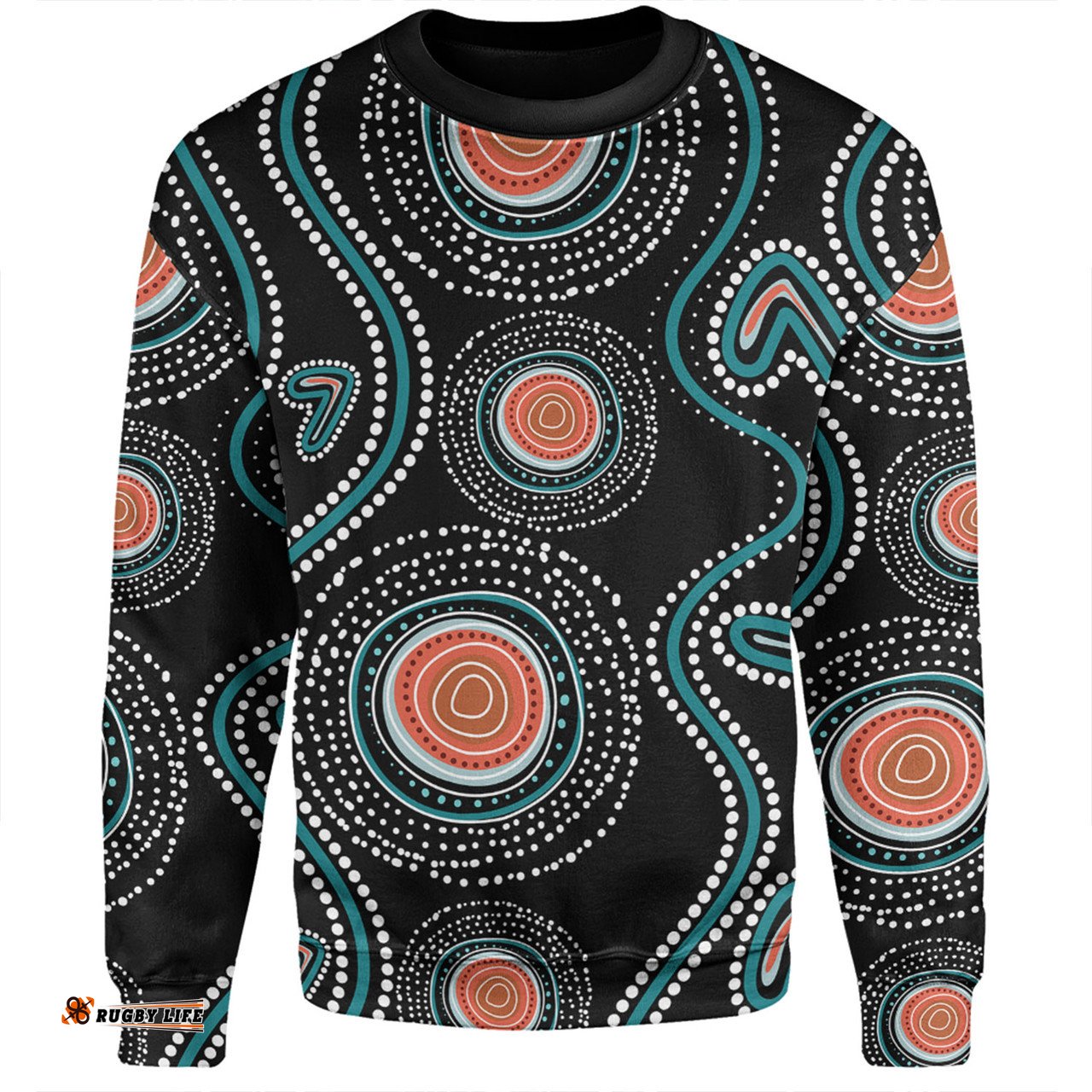 Amazing Aussie Australia Dot Painting Inspired Aboriginal Aboriginal Green Dot Patterns Art Painting Sweatshirt