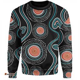 Amazing Aussie Australia Dot Painting Inspired Aboriginal Aboriginal Green Dot Patterns Art Painting Sweatshirt
