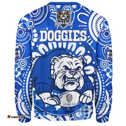 Amazing Aussie Canterbury Bankstown Bulldogs Custom Indigenous Doggies Blue and Whites Aboriginal Inspired Sweatshirt
