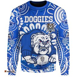Amazing Aussie Canterbury Bankstown Bulldogs Custom Indigenous Doggies Blue and Whites Aboriginal Inspired Sweatshirt