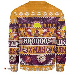 Amazing Aussie Brisbane Broncos Christmas Aboriginal Custom Indigenous Knitted Ugly Xmas Style Sweatshirt
