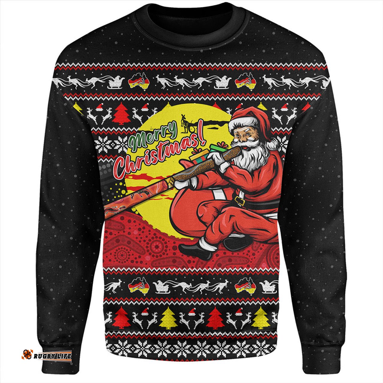 Amazing Aussie Australia Aboriginal Didgeridoo Santa Christmas Sweatshirt