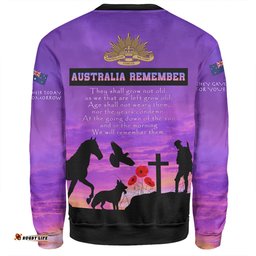 Amazing Aussie Australia Anzac Day In remembrance of all those who served on foot paw hoof and wing Sweatshirt