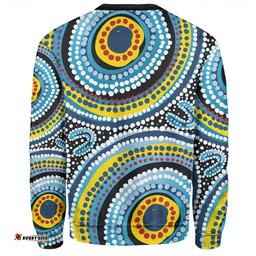 Amazing Aussie Australia Dot Painting Inspired Aboriginal Blue Aboriginal Style Dot Art Sweatshirt