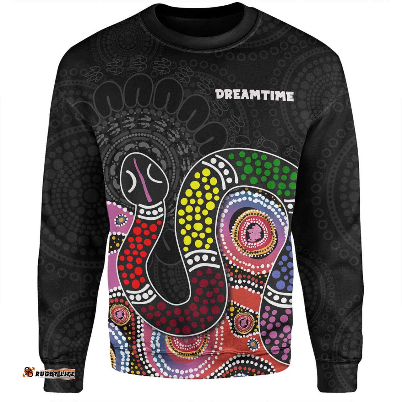 Amazing Aussie Australia Rainbow Serpent Aboriginal Custom Dreamtime Rainbow Serpent Featuring Dot Style Sweatshirt
