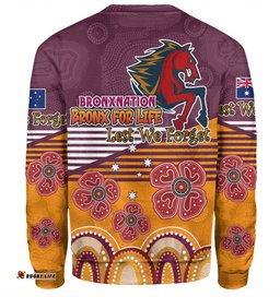 Amazing Aussie Brisbane Broncos Anzac Custom Anzac Day Bronxnation for Life Sweatshirt