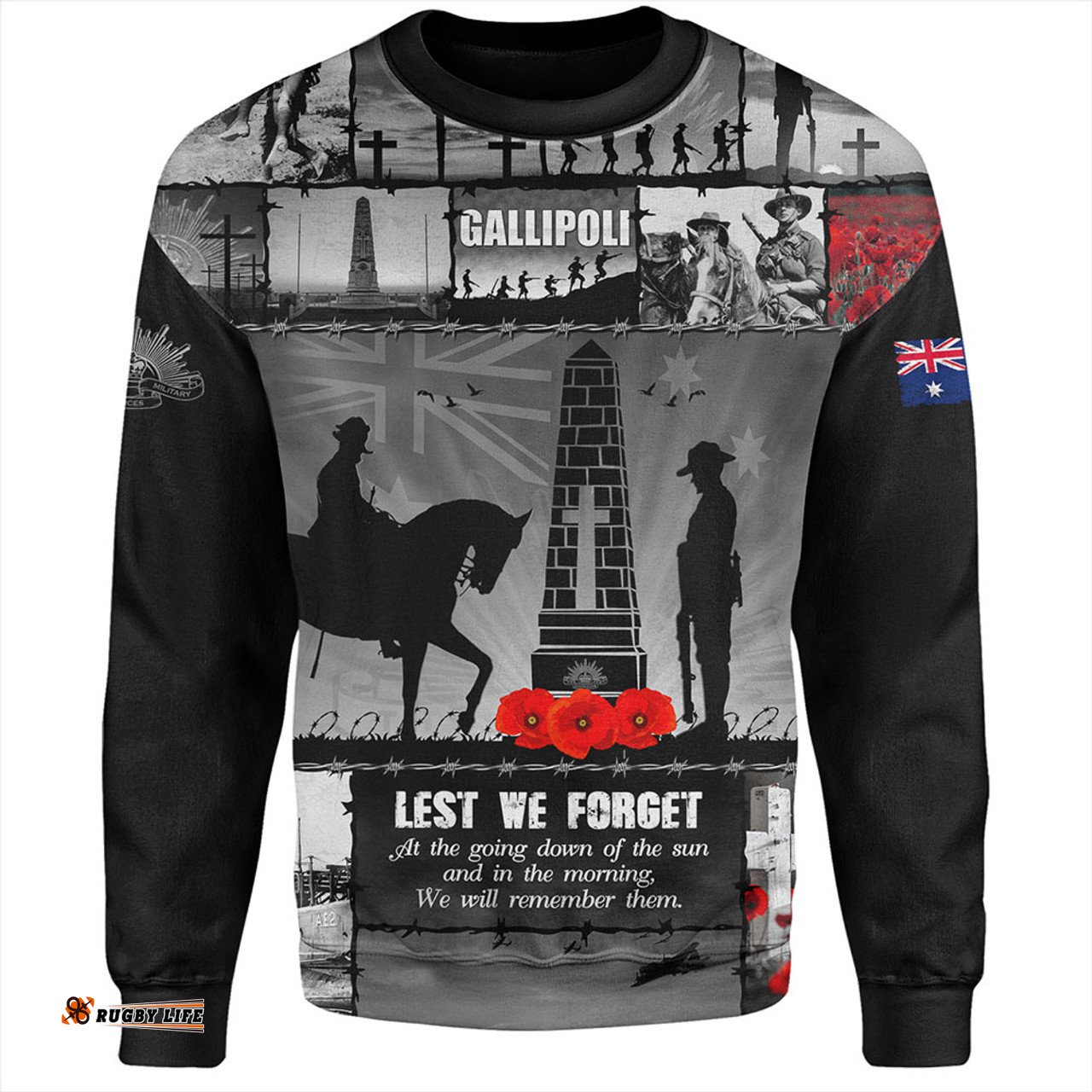 Amazing Aussie Australia Anzac Day Honoring Gallipoli Heroes Memorial Black Sweatshirt