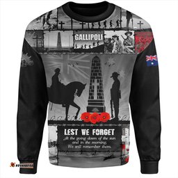 Amazing Aussie Australia Anzac Day Honoring Gallipoli Heroes Memorial Black Sweatshirt