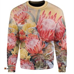 Amazing Aussie Australia Waratah Yellow Orange Waratah Flowers Art Sweatshirt
