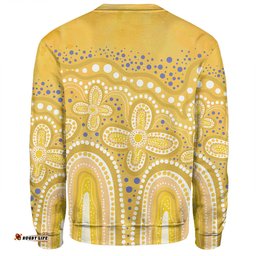 Amazing Aussie Australia Aboriginal Dot painting illustration in Aboriginal style Yellow Sweatshirt