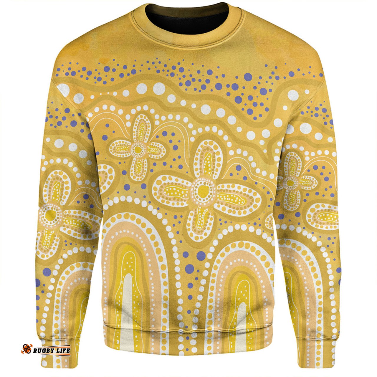Amazing Aussie Australia Aboriginal Dot painting illustration in Aboriginal style Yellow Sweatshirt