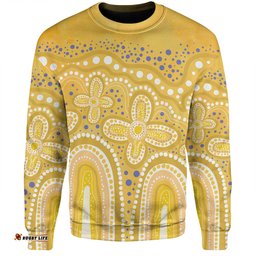 Amazing Aussie Australia Aboriginal Dot painting illustration in Aboriginal style Yellow Sweatshirt
