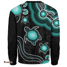 Amazing Aussie Australia Aboriginal Turtle Dreaming Journey Featuring Dot Art Turquoise Sweatshirt