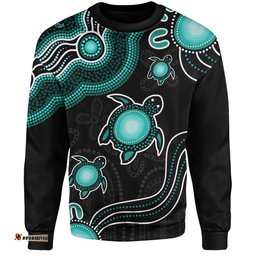 Amazing Aussie Australia Aboriginal Turtle Dreaming Journey Featuring Dot Art Turquoise Sweatshirt