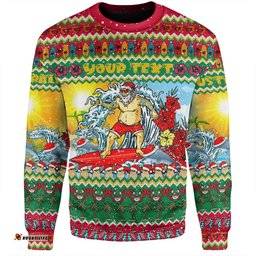 Amazing Aussie Australia Christmas Custom Surfing Santa Sweatshirt