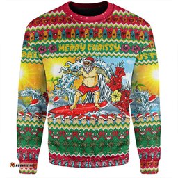 Amazing Aussie Australia Christmas Custom Surfing Santa Sweatshirt