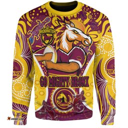 Amazing Aussie Brisbane Broncos Custom Go Mighty Broncos Indigenous Art Personalised Player Name And Number Sweatshirt