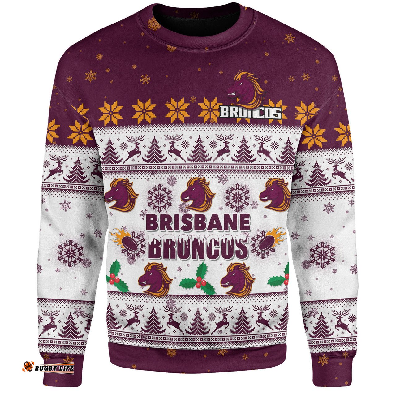 Amazing Aussie Brisbane Broncos Christmas Custom Special Ugly Christmas Sweatshirt
