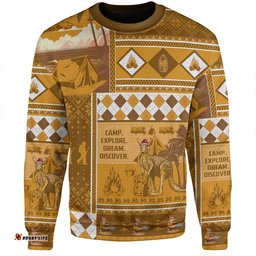 Amazing Aussie Australia Camping Christmas Xmas Camping With Kangaroo Vintage Sweatshirt