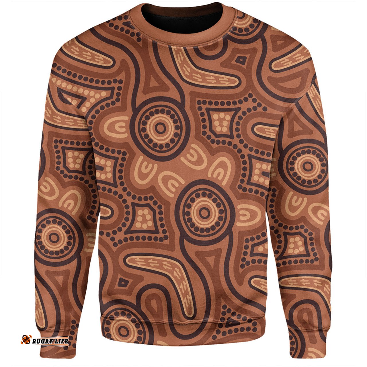 Amazing Aussie Australia Dot Painting Inspired Aboriginal Brown Aboriginal Australian Art With Boomerang Sweatshirt