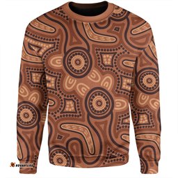 Amazing Aussie Australia Dot Painting Inspired Aboriginal Brown Aboriginal Australian Art With Boomerang Sweatshirt