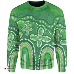 Amazing Aussie Australia Aboriginal Dot painting illustration in Aboriginal style Green Sweatshirt