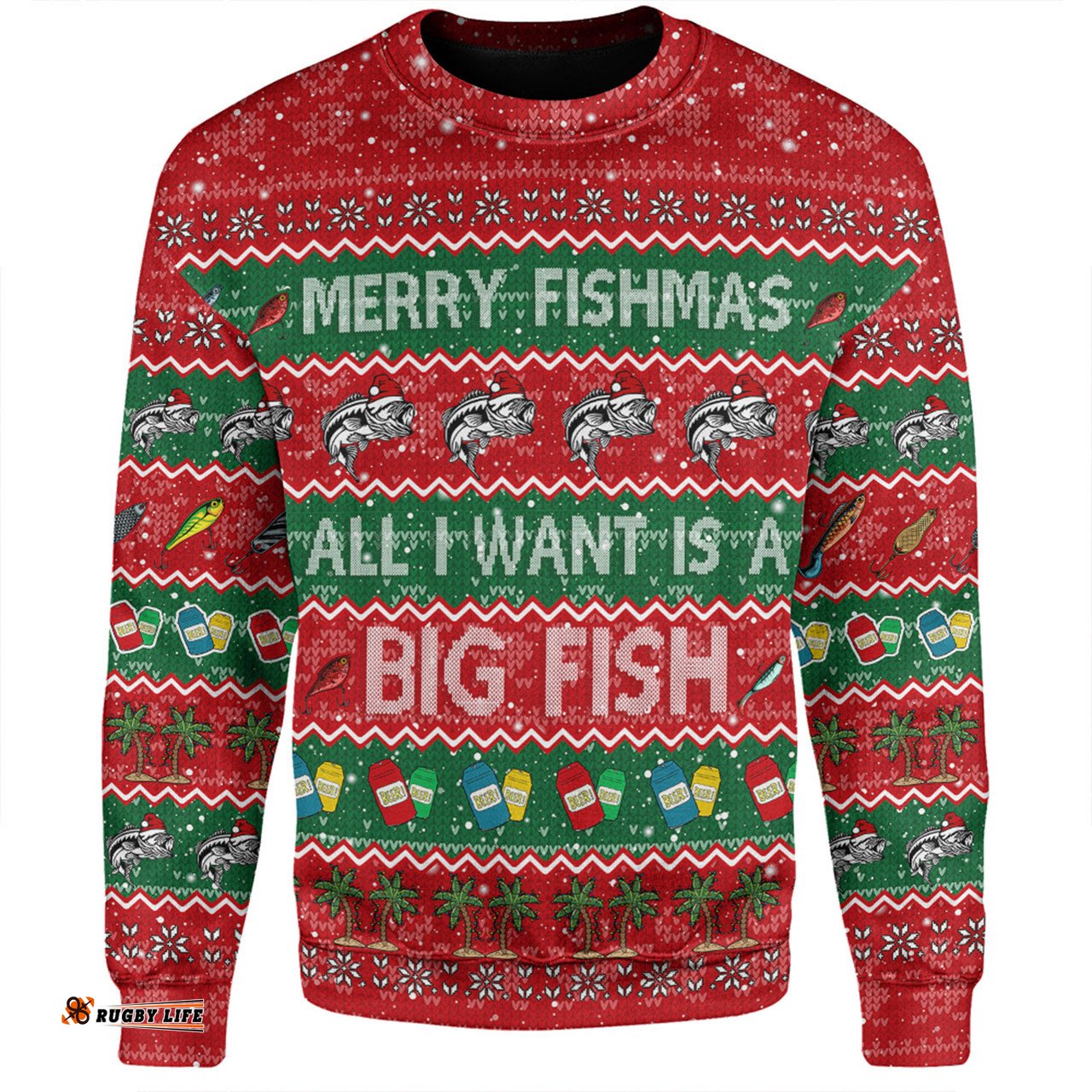 Amazing Aussie Australia Christmas Custom Merry Fishmas All I Want is a Big Fish Sweatshirt