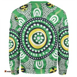 Amazing Aussie Australia Dot Painting Inspired Aboriginal Green Aboriginal Inspired Dot Art Sweatshirt