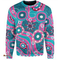 Amazing Aussie Australia Aboriginal Pink Aboriginal Dot Art Inspired Sweatshirt