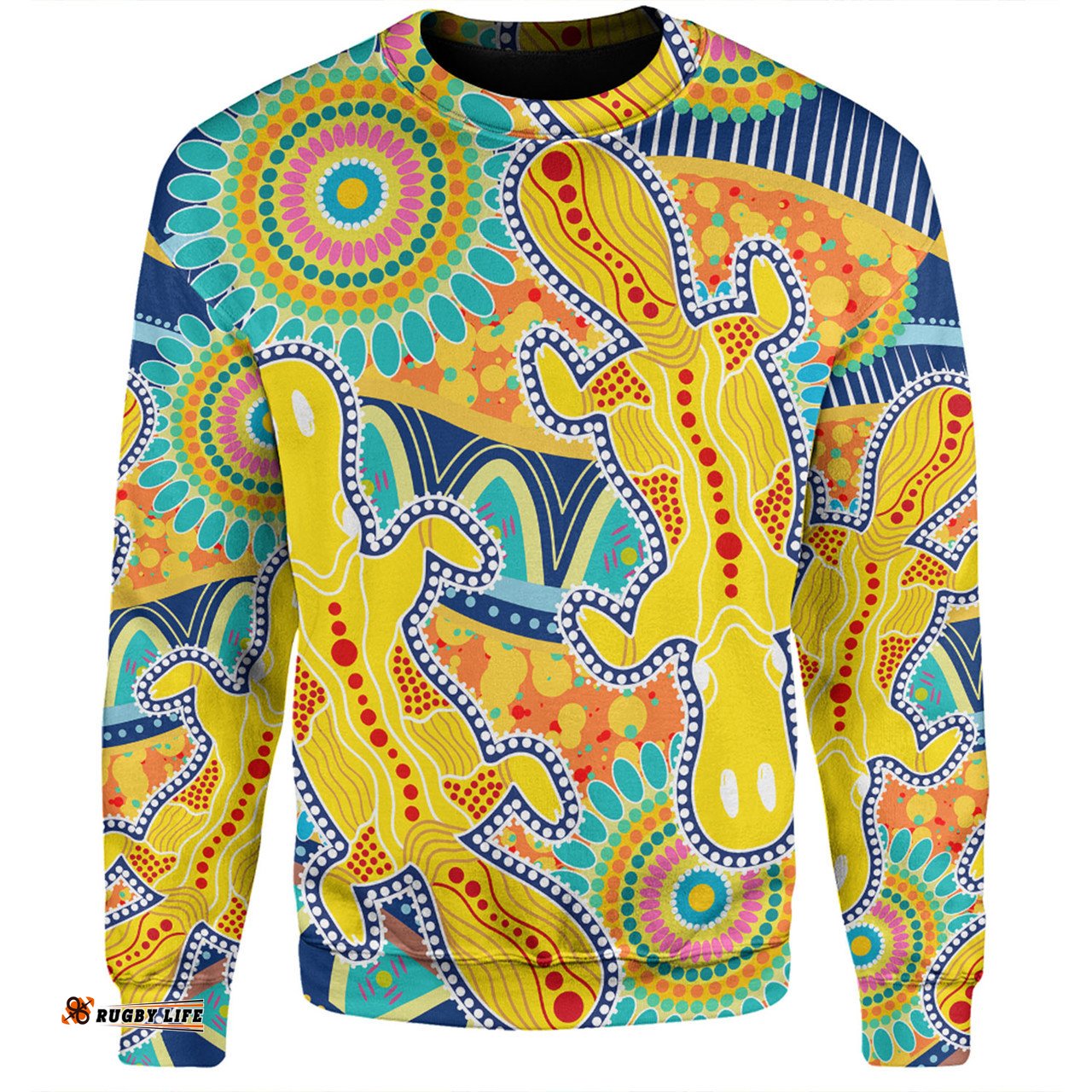 Amazing Aussie Australia Platypus Aboriginal Yellow Platypus With Aboriginal Art Dot Painting Patterns Inspired Sweatshirt